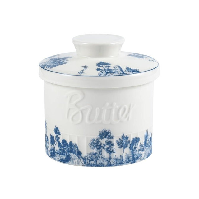 Denovin Butter Crock with Water Line, Ceramic Butter Keeper for Counter, French Butter Dish with Lid for Fresh Spreadable Butter Mothers Day Gifts (Forest Blue)