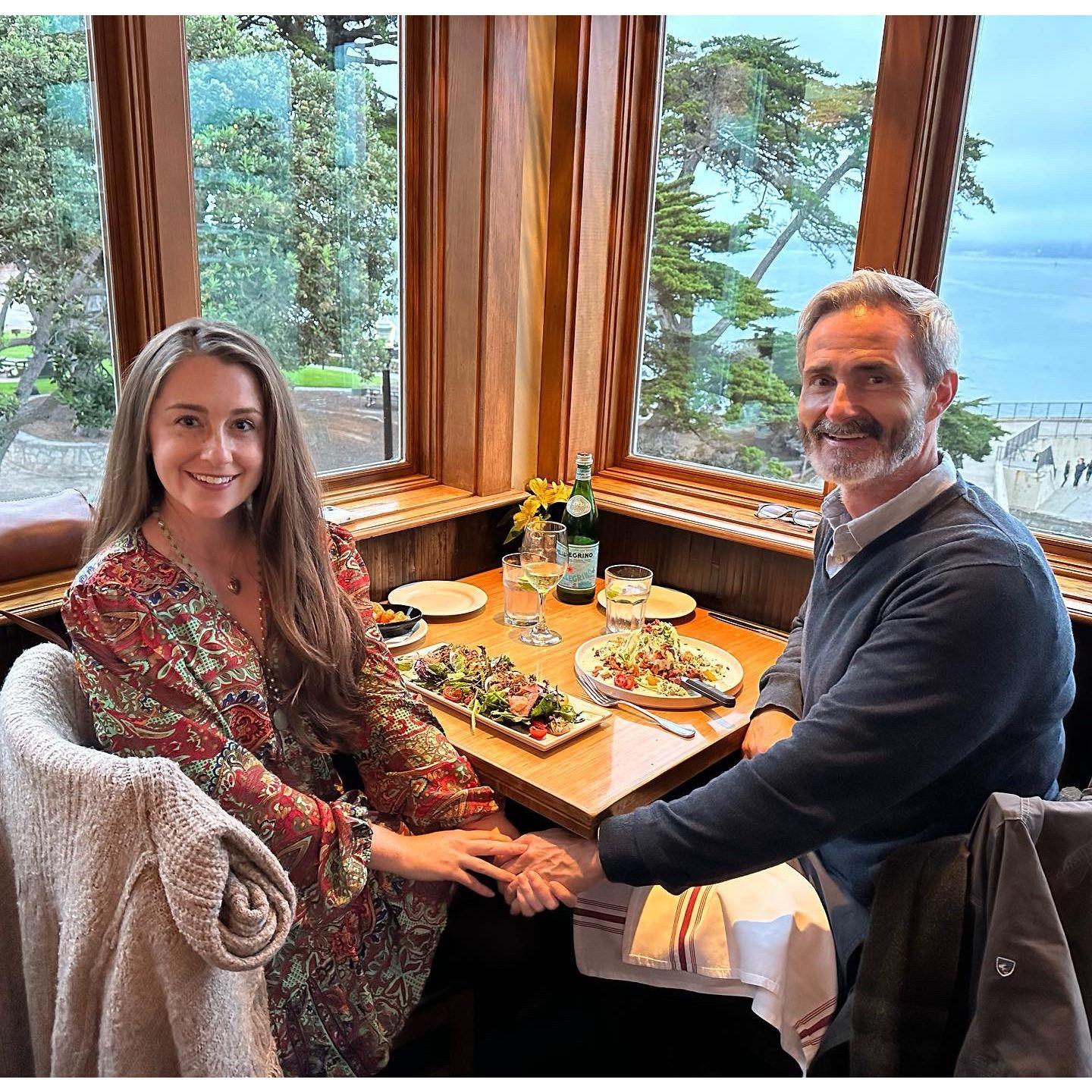 Celebrating our 2 year dating anniversary in Pacific Grove! Dining out is one of my favorite (and Robert's least favorite) things... This night he indulged me with a dance lesson then dinner <3