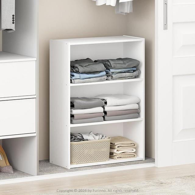Furinno Reed 3-Tier Multipurpose Open Shelf Clothing & Closet Storage Organization, Plain White