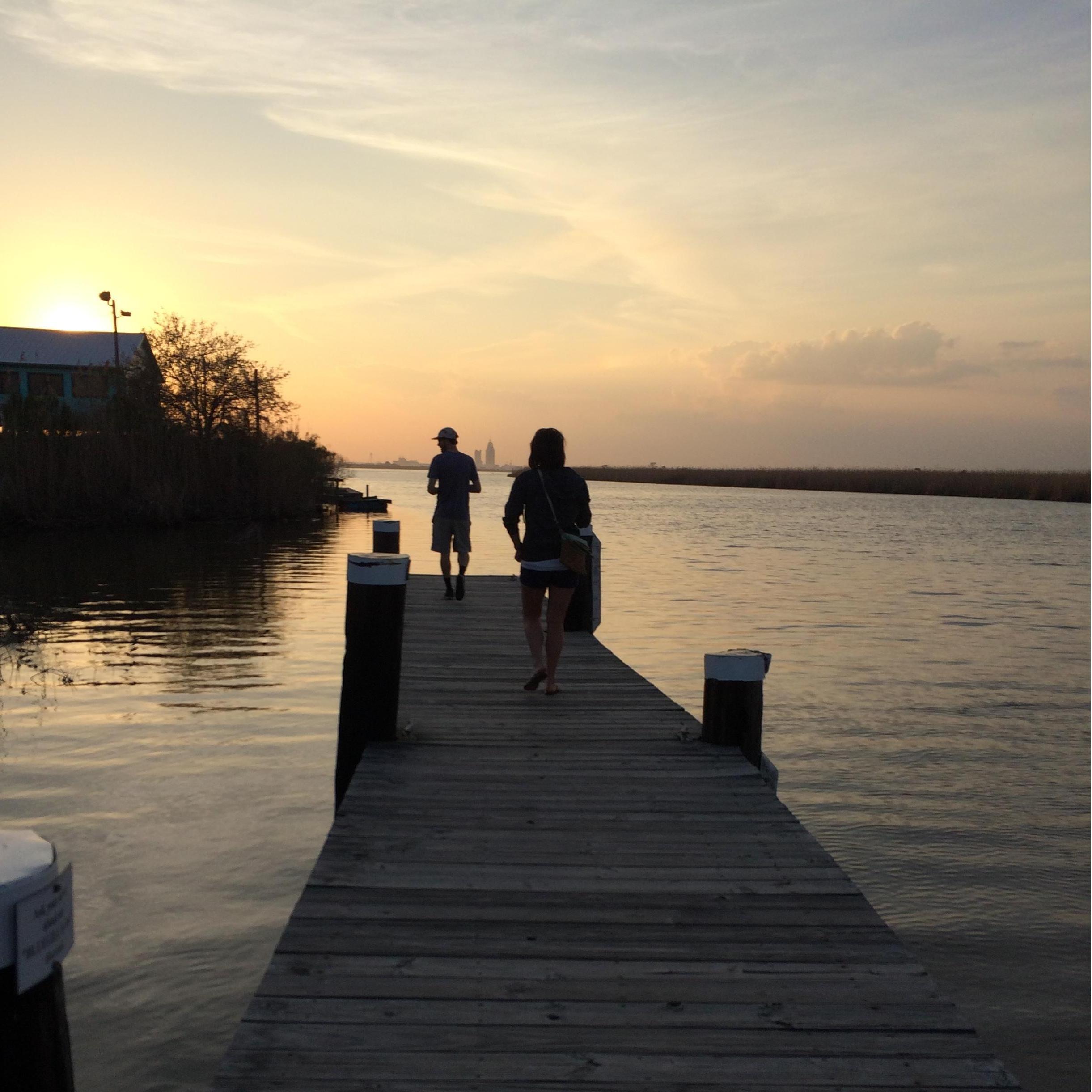 The dock off of our favorite restaurant on the causeway in Mobile, AL.
