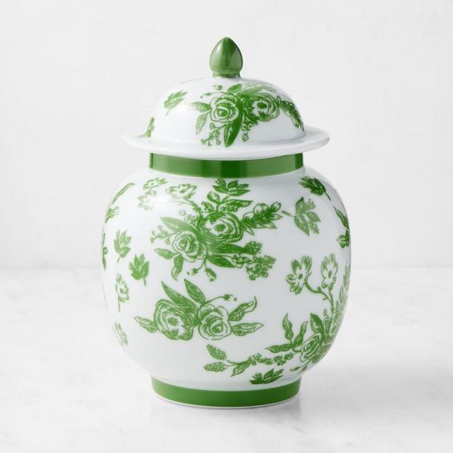 Green Ginger Jar, Rose, 9.5"