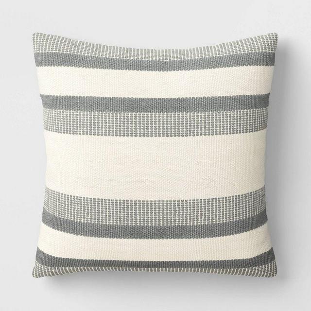 Outdoor Throw Pillow Stucco Gray Stripe - Threshold™ designed with Studio McGee
