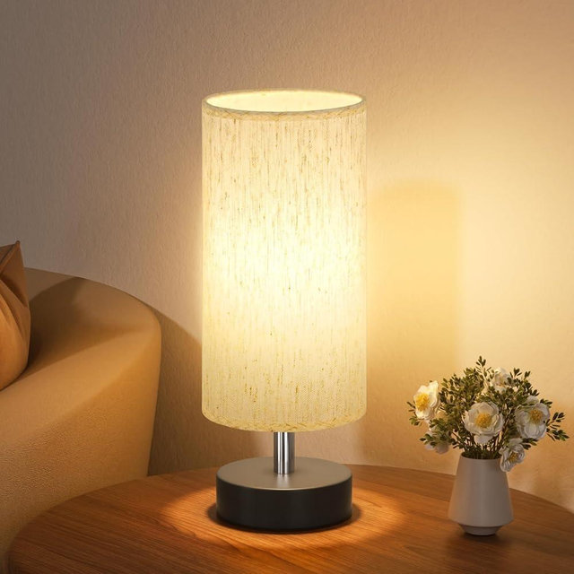 PartageiZ Small Table Lamp for Bedroom - Bedside Lamps for Night Stands, Minimalist Nightstand Light Lamp, Desk Lamps for Living Room, Office, Dorm