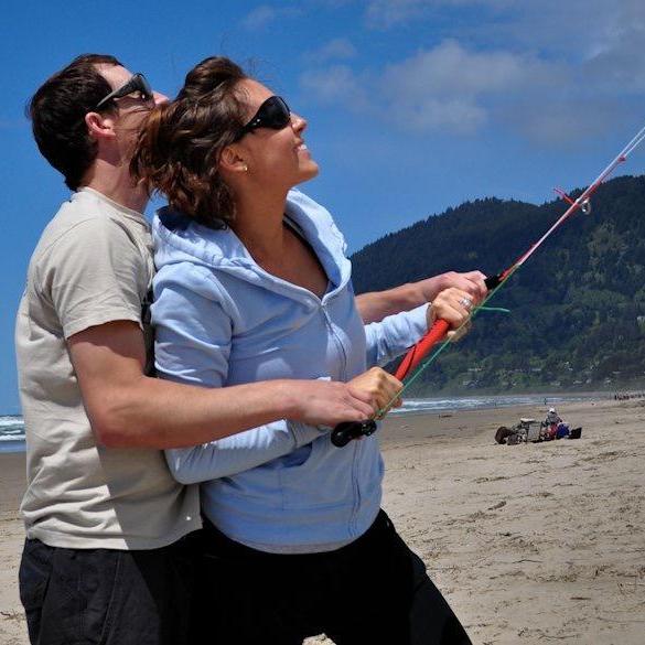 Teaching Bets how to fly a wake kite!