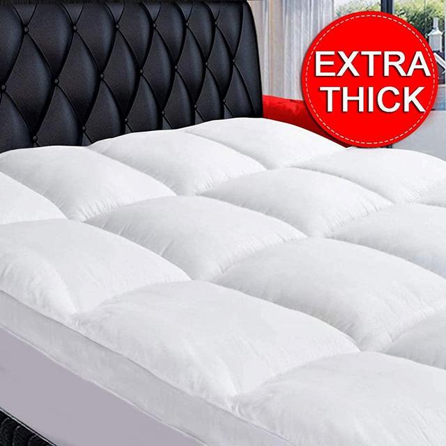 COONP California King Mattress Topper, Extra Thick Mattress Pad Cover, Cooling Cotton Pillowtop 400TC Plush Top with 8-21 Inch Deep Pocket