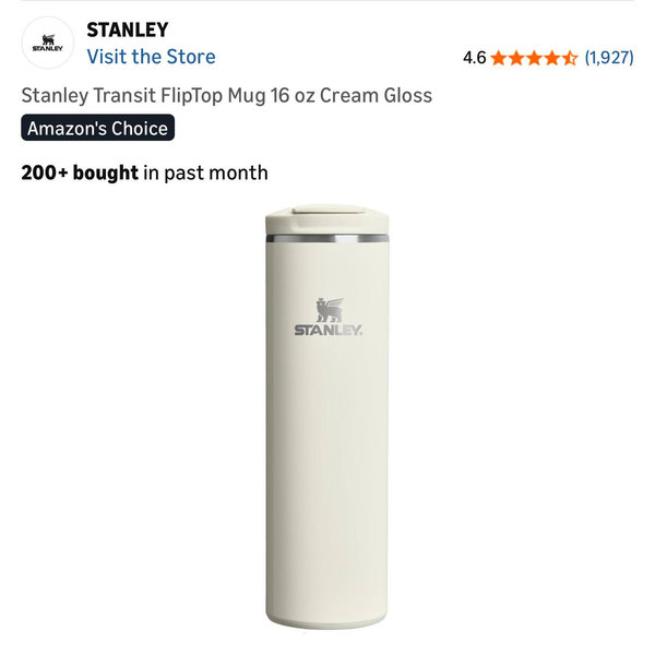 Stanley Transit FlipTop Mug 16 oz Cream Gloss