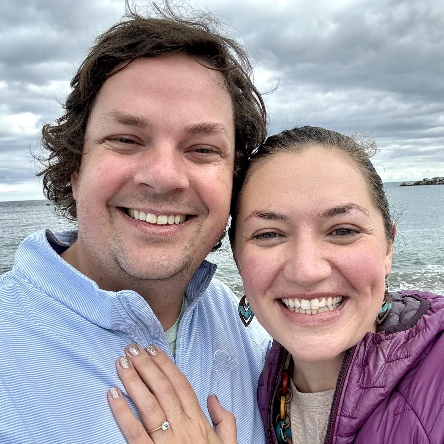 The actual proposal, during a beach walk with nobody around!  I was fully ready this time 😂