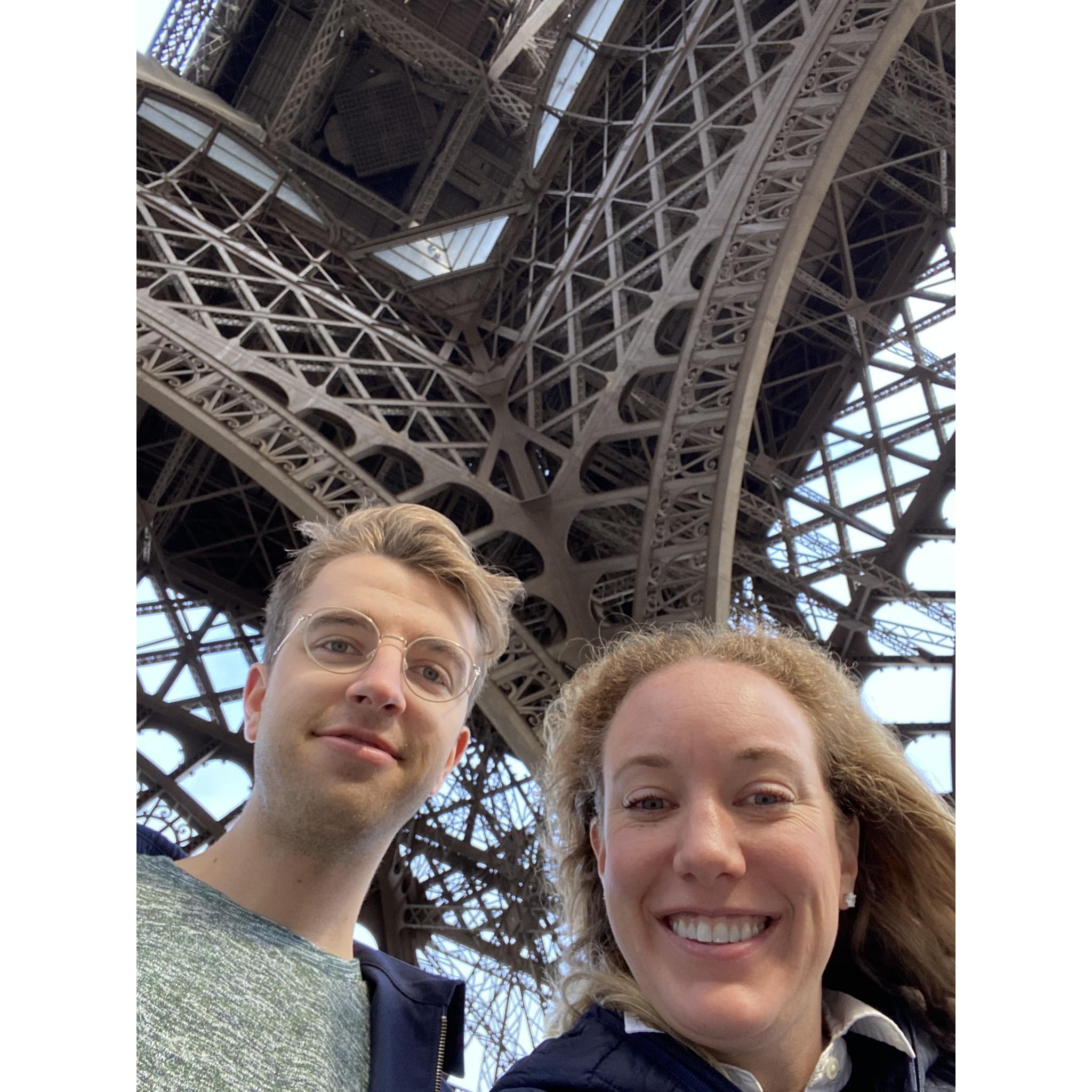 Under the Eiffel Tower.