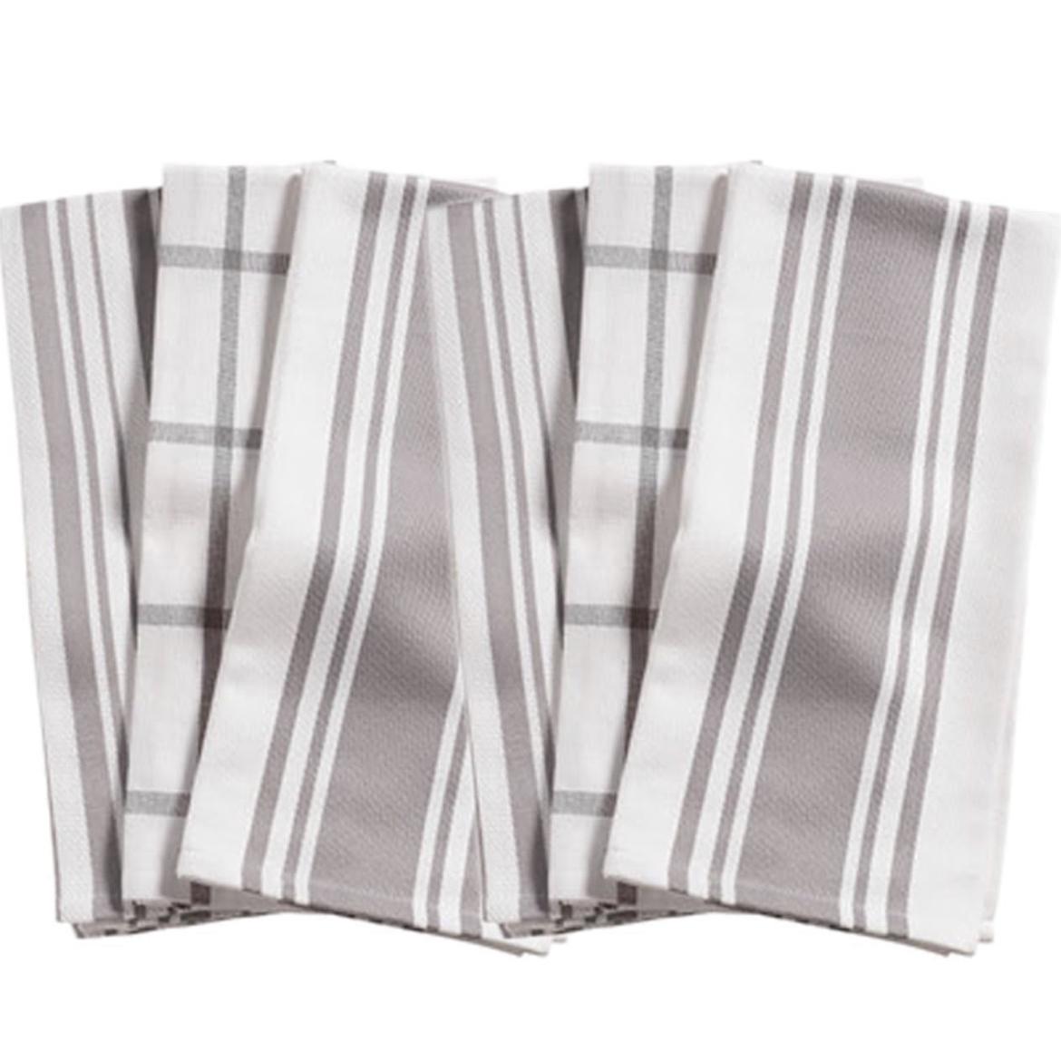 KAF Home Kitchen Towels, Set of 6, Drizzle & White, 100% Cotton, Machine Washable, Ultra Absorbent