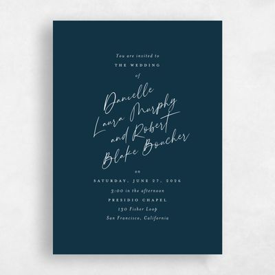 Deepest Teal, Blue Wedding Invitation - Atlas Classic