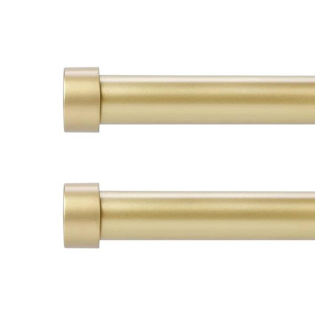 OLV 2 Pack Gold Rods for Window 48-84 inch, Adjustable Single Window Curtain Rods With End Cap Design Finials,Drapery Rods of Window Treatment,1 inch Diameter