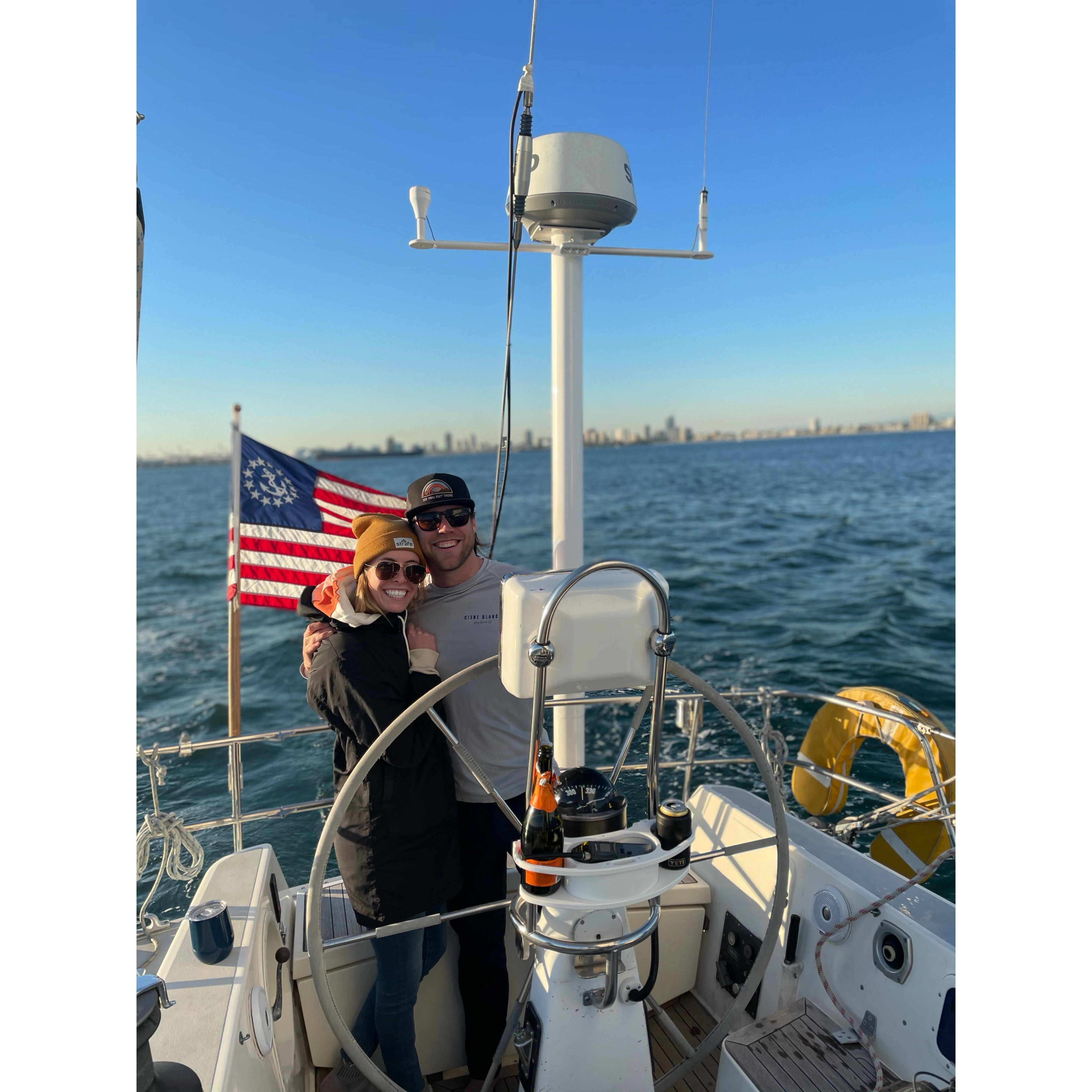 Co-captaining the sailboat in Long Beach Harbor with friends
[January 2021]