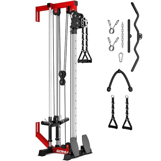 Goimu Wall Mount Cable Station, WM1 Cable Crossover Machine with 17 Positions, High and Low Cable Crossover Machine with Removable Footplate for Garage Home Gym