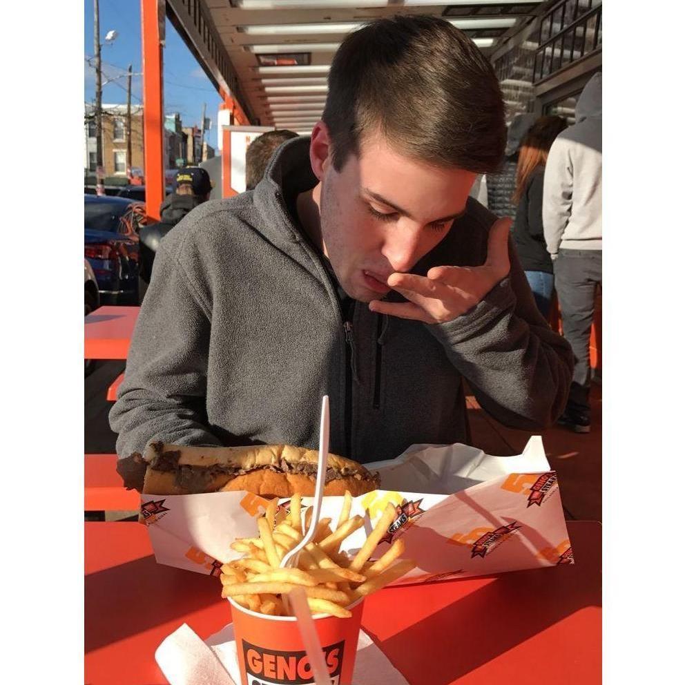 Collin's first time at Geno's steaks in Philadelphia, February 2017