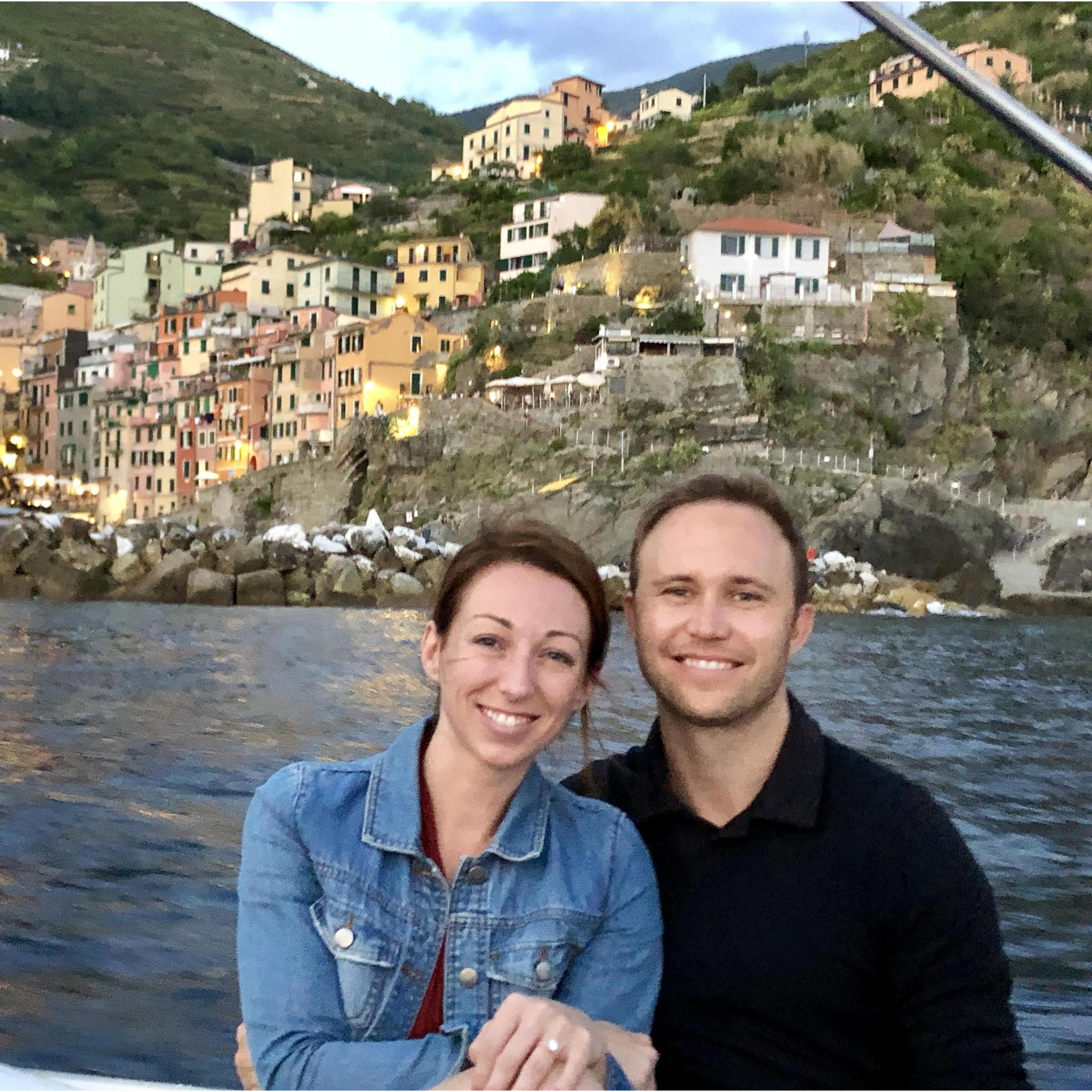 Sunset cruise of the Italian Riviera right after our engagement. The best kind of cliché.