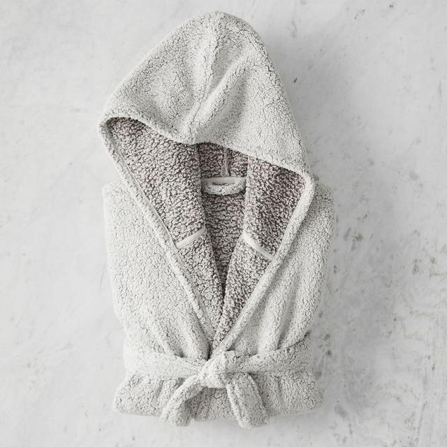 Heathered Gray Coziest Sherpa Robe, Medium