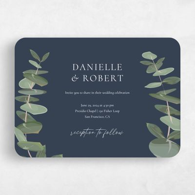 Blue Rounded Wedding Invitation - Bransford Landscape