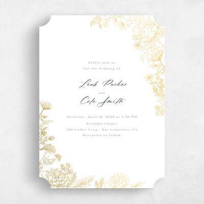 White Ticket Wedding Invitation - Vicenza Classic Foil