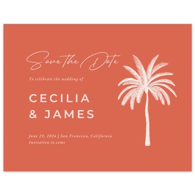 Burnt Orange Wedding Digital Save the Date - Seaview Landscape