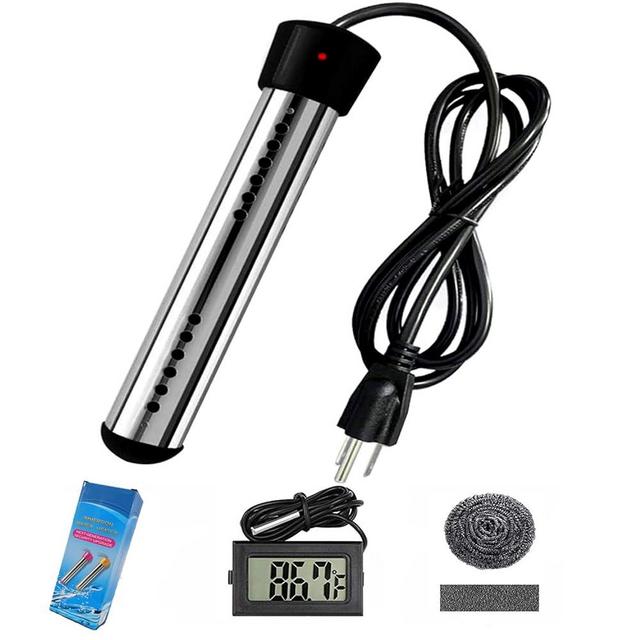 HASTER Portable Pool Immersion water Heater for Inflatable Pool Bathtub,Bucket Heater with 304 SS Guard,Electric Submersible Water Heater with LCD Thermometer,Heat 5 Gallon Water in Minutes In&Out