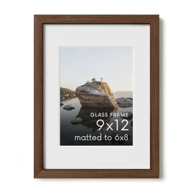 Haus and Hues Oak Picture Frame with Glass, Walnut, 9x12