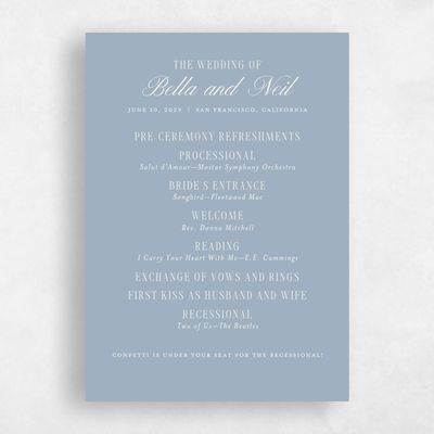 Powder Blue Wedding Program - Roscana