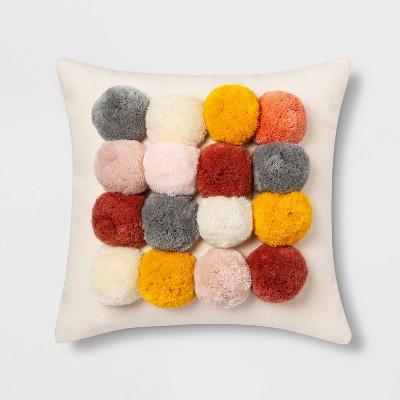 Square Throw Pillow with Poms Cream - Opalhouse&#153;