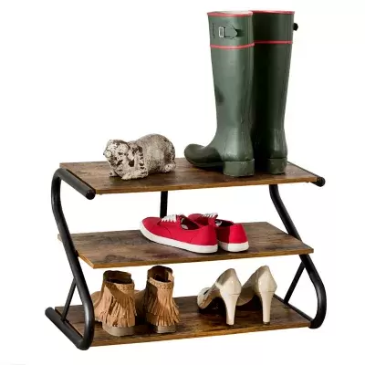 Honey-Can-Do® Rustic Z-Frame 3-Level Shoe Rack