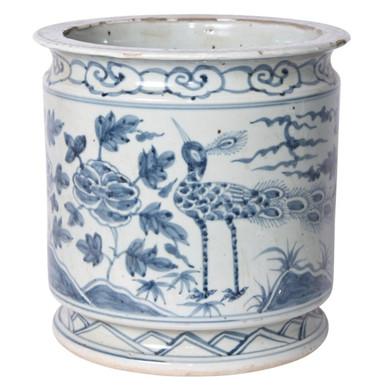 Blue and White Orchid Pot Bird Motif Create New Wish List