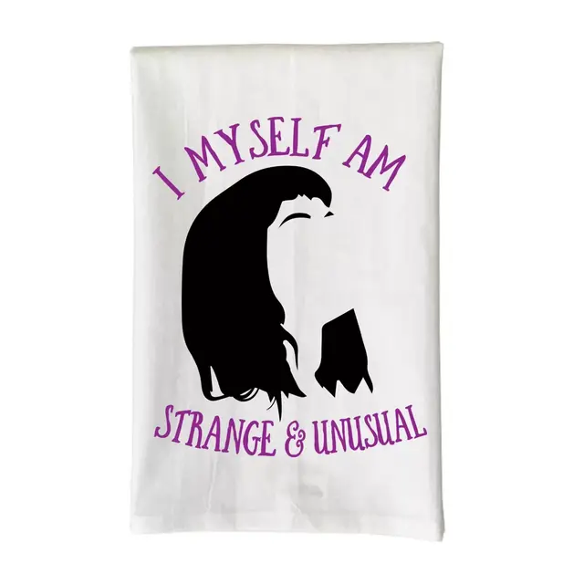 Love You a Latte Shop "I Myself Am Strange and Unusual" Kitchen Towel in White