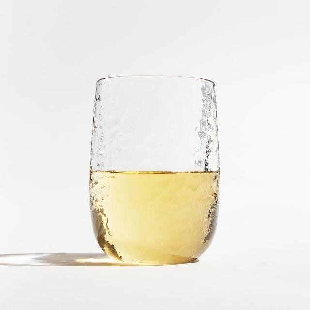 Hammered Outdoor Stemless Wine Glass, Single - Clear