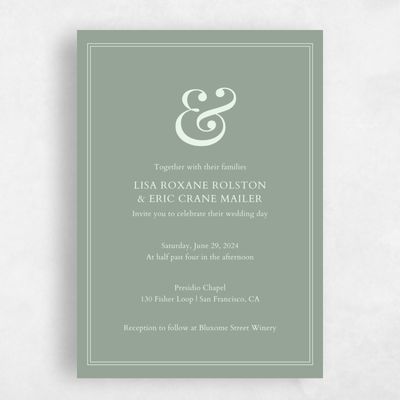 Sage, Green Wedding Invitation - Verona Portrait
