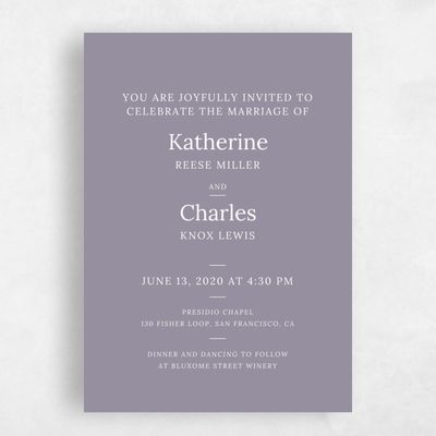 Purple Wedding Invitation - Stevens Classic