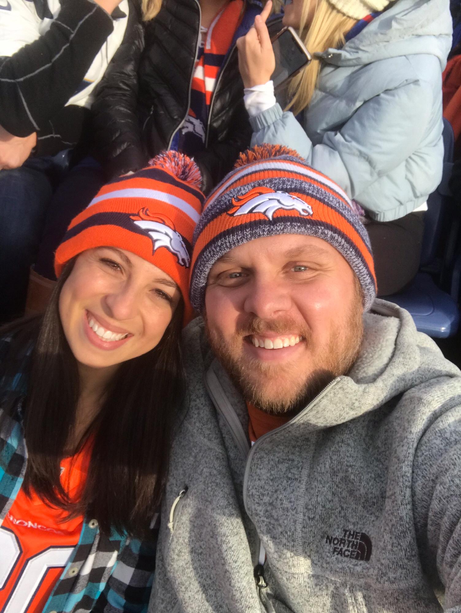 It only took several beers to convince Nash to wear this Broncos hat to Mile High Stadium...