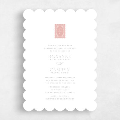 Dusty Peach, Pink Wedding Invitation - Poplar Classic