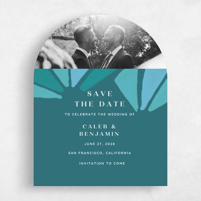 Blue Arch Wedding Save the Date - Barcelona Photo