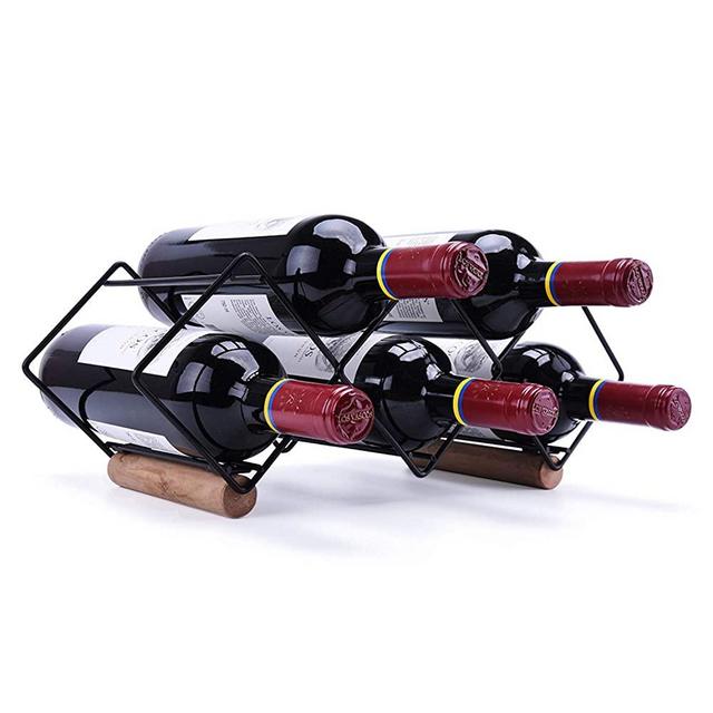 CMCNCBC Freestanding Metal Wine Rack, Countertop Wood Wine Rack, Tabletop Wine Bottles Holders, Perfect for Home Decor & Kitchen Storage Rack, Bar, Wine Cellar, Cabinet, Pantry, etc