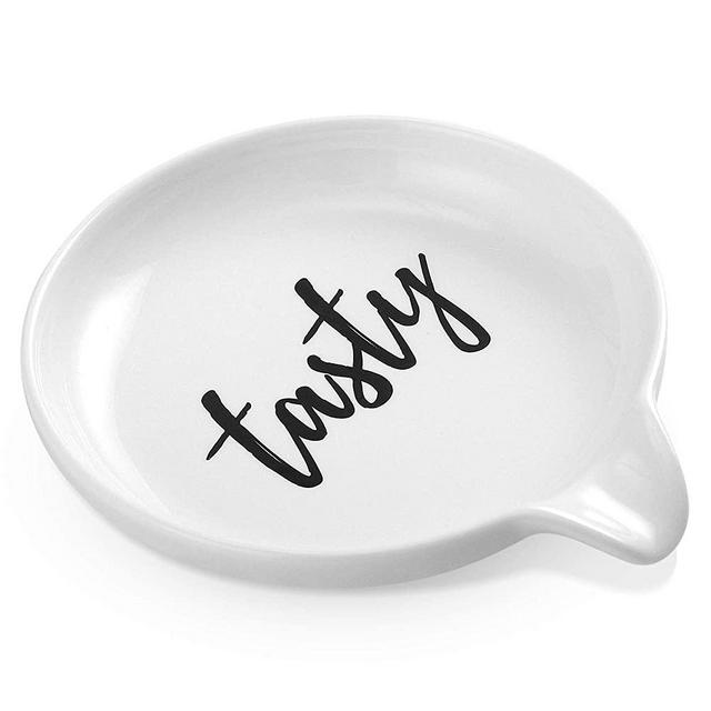 Oversized Spoon Rest for Kitchen - 1 Pack - White Ceramic Farmhouse Design for Cooking - Stove Top, Kitchen Counter, Countertop - Ladle Holder, Spoon Holder, Utensil Rest, Coffee Spoon Rest