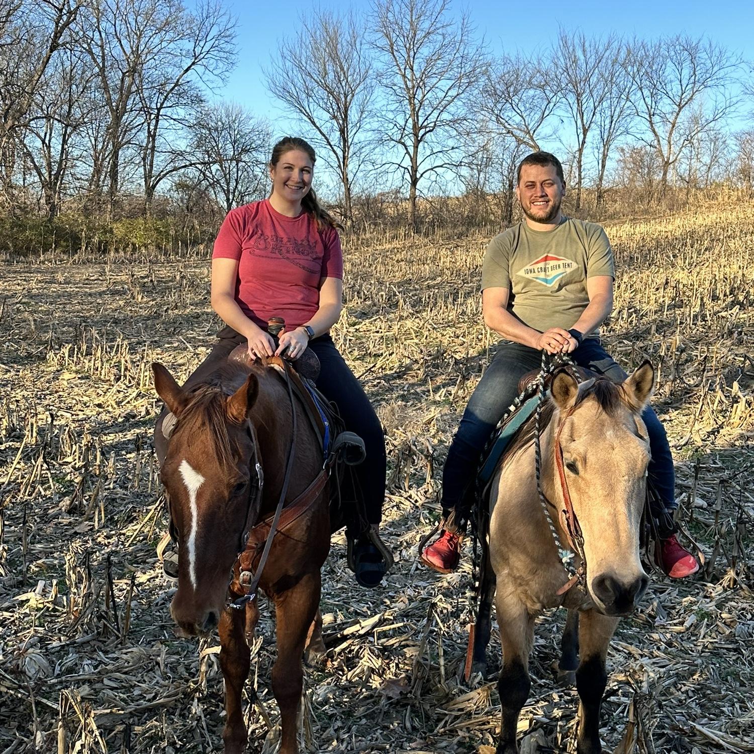 Riding horses at Aaron's family farm in Kansas