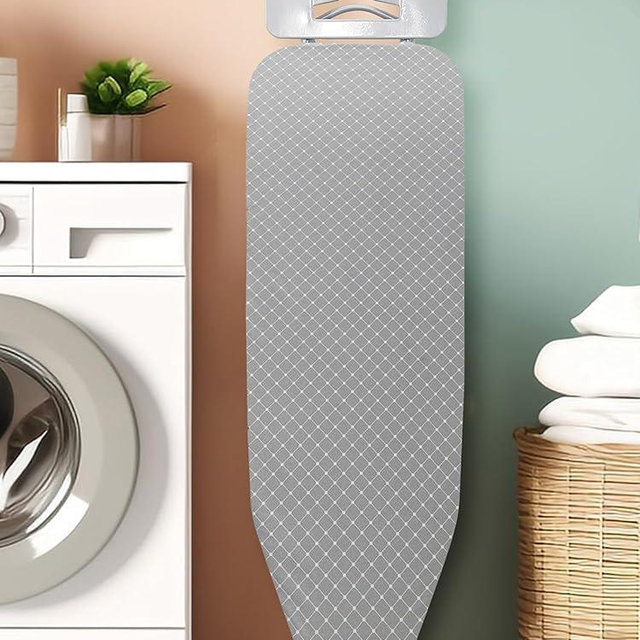 EASI Ironing Board Full Size 45" x 14" with Iron Rest, 7 Height Options 29" to 36", Foldable Iron Board with Removable Covers, Thick Padding and Heavy-Duty Steel Legs, Gray Checkered