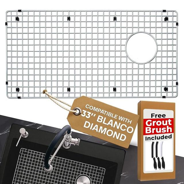 VALUN 221010 Sink Grid - Only Compatible with 33" Blanco Diamond Super Single - Sink Grid Size [28.12" x 14.31"] - Durable Stainless Steel for Enhanced Efficiency