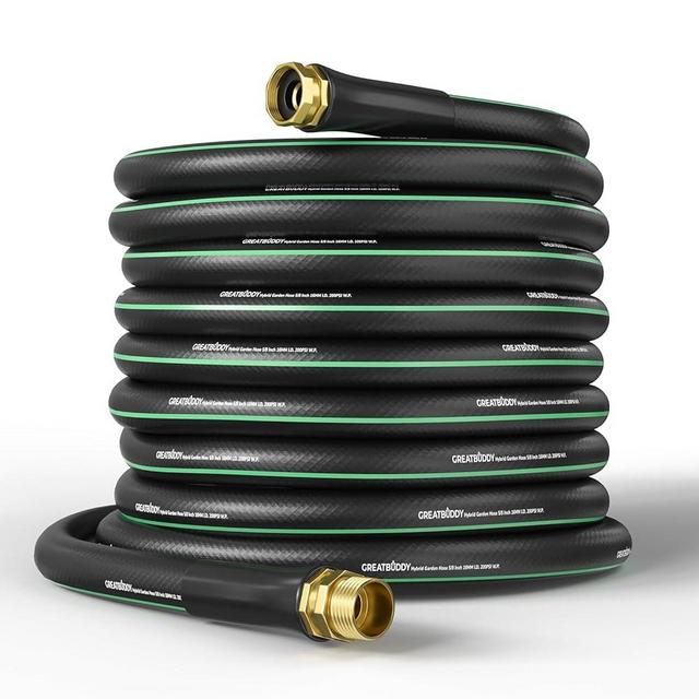 GreatBuddy 100 ft Garden Hose 5/8", Kink Free Heavy Duty Water Hose, Durable & Flexible Hose for Outdoor, Lawn, Car Washing, Pet Bathing and Household