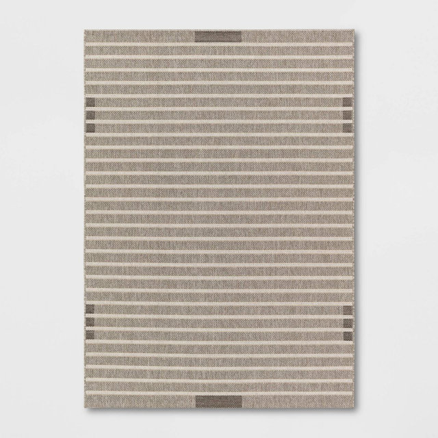 5'3"x7' Uniform Stripe Outdoor Rug Cream - Threshold™