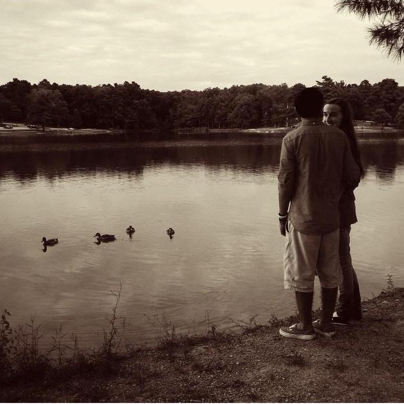 This candid photo was captured and edited by Conner (groomsman) during our first visit to Craighead Forest Park together. - August 21, 2015
