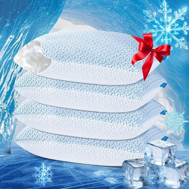 SUPA MODERN Shredded Memory Foam Pillows for Sleeping Queen Size Set of 4 Pack,Adjustable Cooling Bed Pillow for Side Back and Stomach Sleepers with Breathable Washable Cover