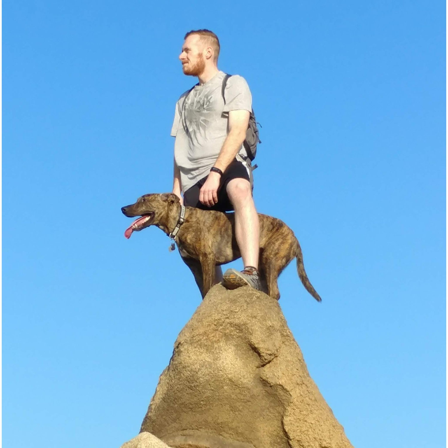Andrew and our Dog. Our Dog River is an imporant part of our pack.