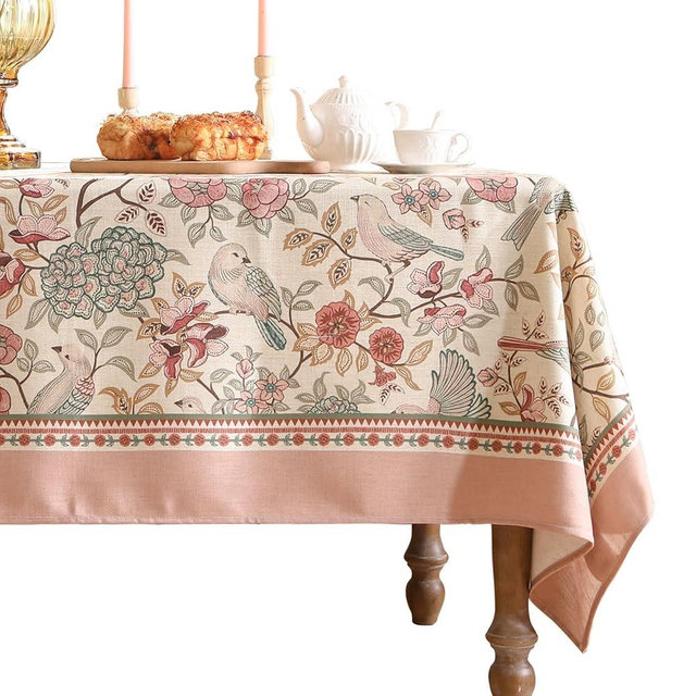 patdrea Linen Floral Tablecloth,Decorative Thick French Table Cloth Rectangle Square for Kitchen Dining Christmas 63"x 110"