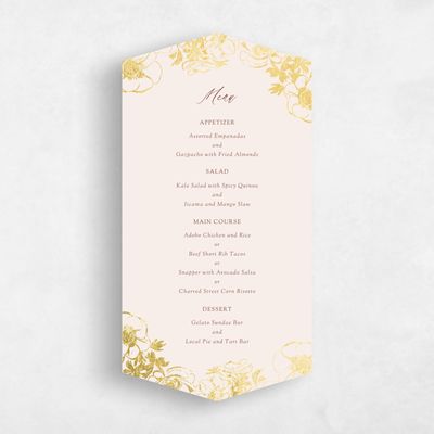 Beige Diamond Wedding Menu - Anemone Foil