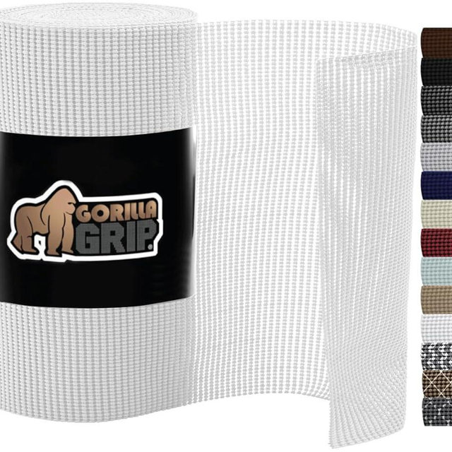 Gorilla Grip Drawer Shelf and Cabinet Liner, Thick Strong Grip, Non-Adhesive Liners Protect Kitchen Cabinets and Cupboard, Bathroom Drawers, Easy Install, Breathable Mat, 12" x30', Snow White