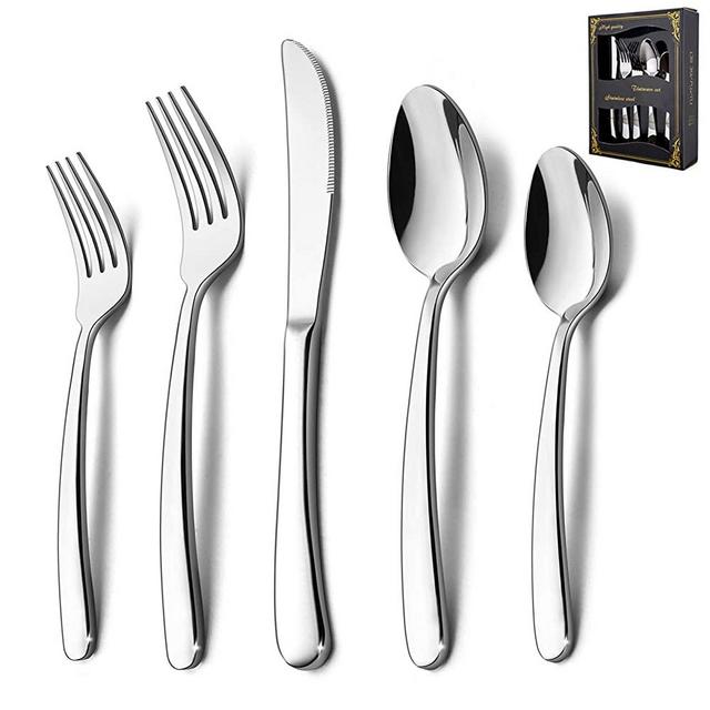 40-Piece Heavy Duty Silverware Set, HaWare Stainless Steel Solid Flatware Cutlery for 8, Modern & Elegant Design for Home/Restaurant/Wedding, Mirror Polished and Dishwasher Safe